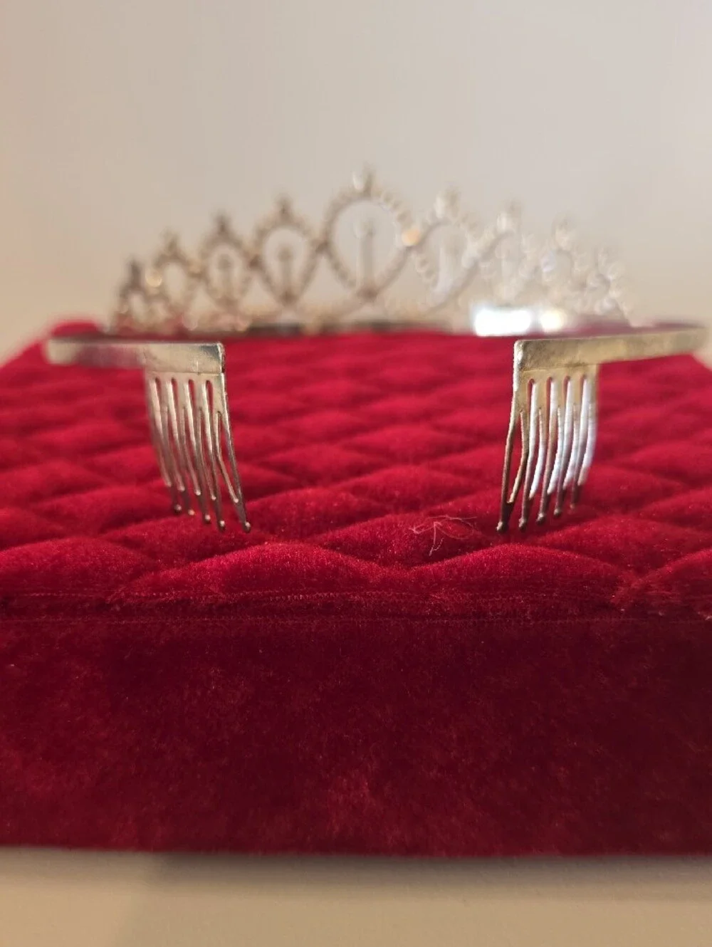 Girls Silver Heart Crystal Tiara Headband Bling